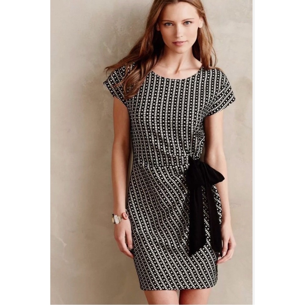 Saturday Sunday Isabel Bow Tie Dress Women Large Black White Office Career